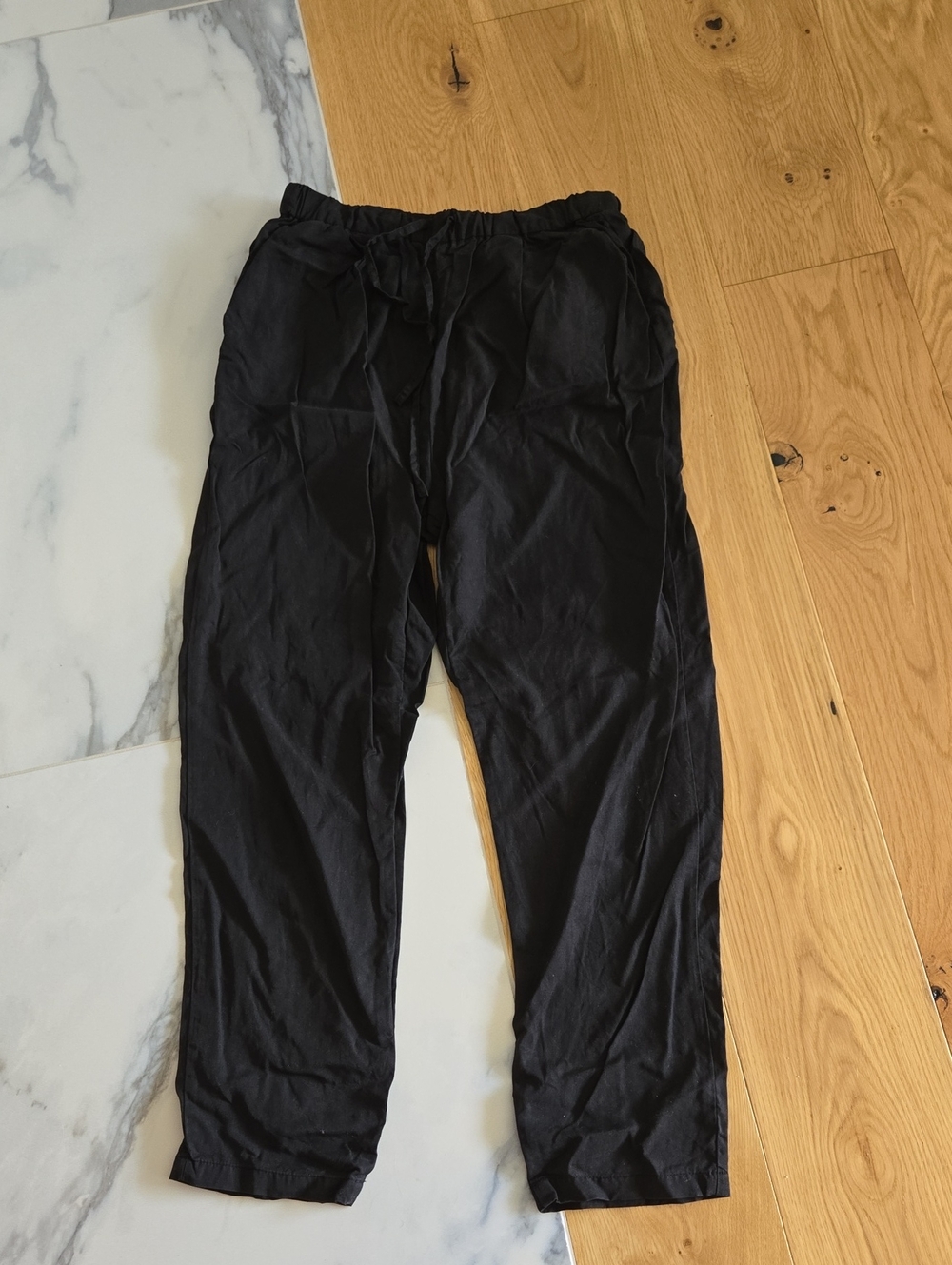 Muji Black Elastic Waist With Tie Pants - Size S, GUC